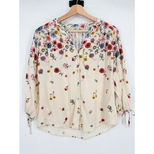 Kate & Sam Floral Boho Button Front Top 3/4 sleeves Size S